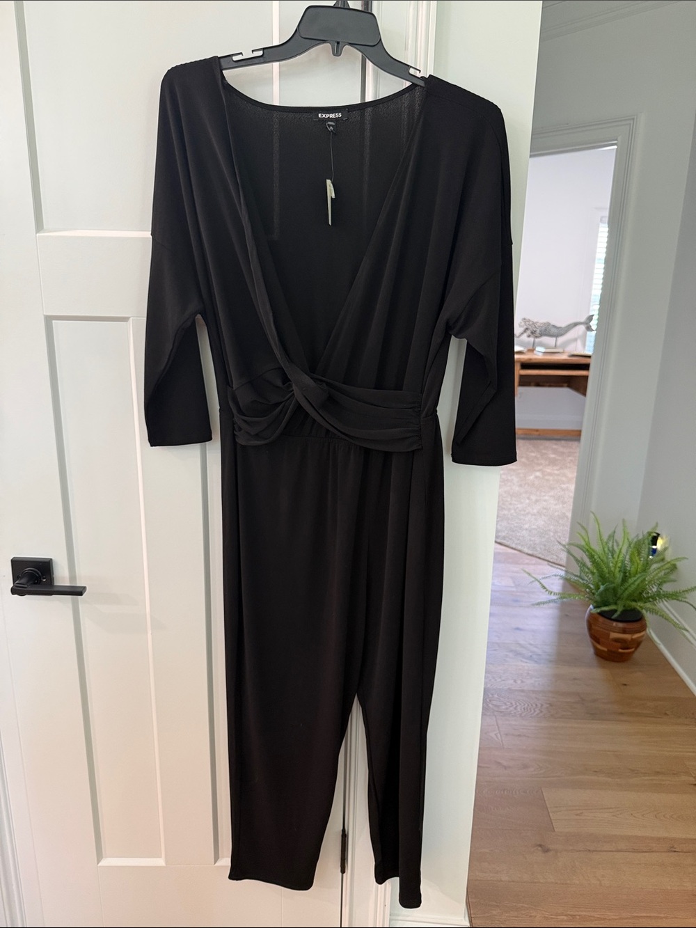 Express Black Twist-Front V-Neck Jumpsuit XL Petite